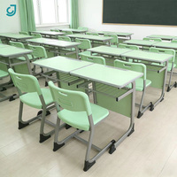 Ensemble bureau et chaise pour étudiants en métal jaune réglable en hauteur, tendance 2024, pour les salles de classe des écoles primaires