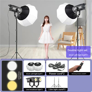 Cob Led Bi lampu Video warna 300W, lampu sorot Studio Video Streaming langsung sistem pendingin aktif dengan Softbox 2-Kit lampu Video - Product Image 1