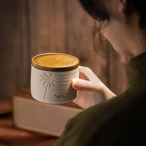 Tasse à café expresso en céramique rustique de style arabe du Moyen-Orient, tasse à eau créative en céramique souvenir avec chameau du désert - Product Image 4