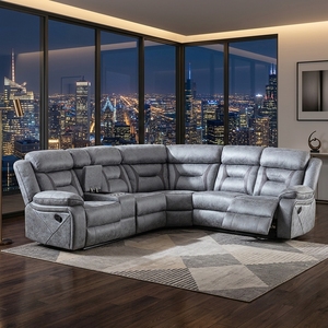 Nuevo diseño de sofá reclinable grande en forma de L con reposacabezas ajustables y esquinas duraderas rellenas de esponja para máxima comodidad. - Product Image 2