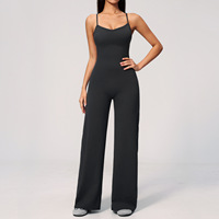 Combinaison de yoga robuste avec dos croisé et pantalon large en Spandex/Nylon à séchage rapide