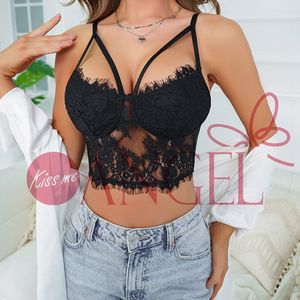 KISS ME ANGEL elegante nueva ropa interior negra con envoltura <span class=keywords><strong>de</strong></span> pecho para mujer con tirantes transparentes <span class=keywords><strong>de</strong></span> encaje sexy camiseta sin mangas sexy - Product Image 4