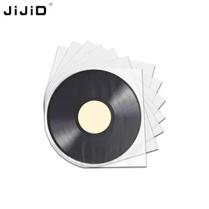 Pochettes intérieures de papier pour disques vinyles JIJID avec insertion de sac en plastique pochettes de papier antistatique en noir
