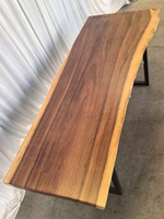 Plateau de table à manger en bois de forme irrégulière, bord naturel, en bois massif, vente en gros d'usine, pour comptoir