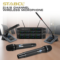 Système de microphone sans fil professionnel UHF longue portée ST-808 à 8 canaux avec suppression du bruit, microphone à condensateur portable en métal pour la maison et la scène