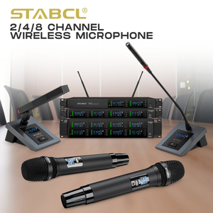 Sistema de Micrófono Inalámbrico Profesional UHF de Largo Alcance ST-808 de 8 Canales con Cancelación de Ruido para Actuaciones en Escenario y <span class=keywords><strong>Karaoke</strong></span> - Product Image 2