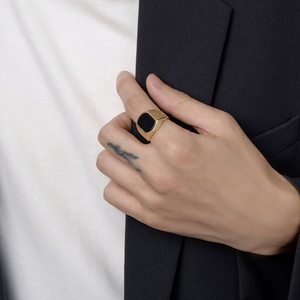 Trendy Fashion <strong>Men's</strong> <strong>Rings</strong> Stainless Steel <strong>Men's</strong> <strong>Ring</strong> Jewelry Vintage <strong>Titanium</strong> Steel <strong>Man</strong> <strong>Ring</strong> with Glass - Product Image 2