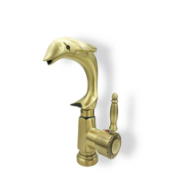Robinet dauphin chromé en laiton antique de style européen Robinet d'eau chaude et froide noir à une poignée monté sur le pont