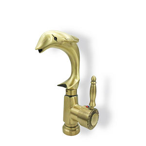 यूरोपीय शैली प्राचीन पीतल क्रोम प्लेटेड डॉल्फिन नल एकल छेद डेक पर एकल हैंडल काले गर्म ठंडे पानी के नल - Product Image 6