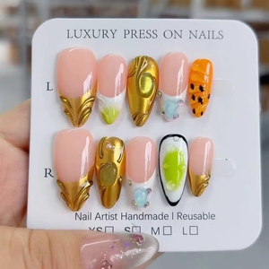 Prix <span class=keywords><strong>de</strong></span> gros – <span class=keywords><strong>Faux</strong></span> <span class=keywords><strong>ongles</strong></span> 3D faits à la main, forme amande, haute qualité, 10 pièces/ensemble, personnalisation <span class=keywords><strong>de</strong></span> l'emballage prise en charge - Product Image 5
