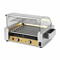 Pemanggang Hot Dog Listrik Komersial 110V 220V dengan Pelindung Kaca untuk Sosis Hot Dog, Toko Serba Ada, Warung Jajanan