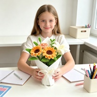Kit de Création de Bouquet de Fleurs DIY avec Bâtonnets de Papier, Ensemble Artistique pour Enfants pour la Fabrication de Fleurs Faite Main, Décoration Créative pour la Maison, Cadeau pour Filles