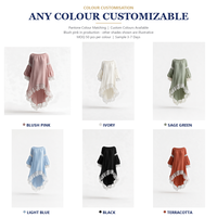 Robe Tunique Asymétrique à Dentelle Douce Marque Privée, Col Rond, Manches Bouffantes Transparentes, Poignets en Crochet, Été – Fabrication OEM/ODM