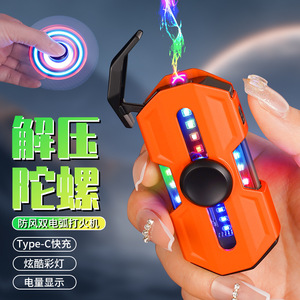 Encendedor Giratorio Resistente al Viento, Doble Arco Recargable con Luces de Colores, Regalo Personal para Hombres - Product Image 1