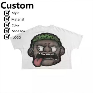 Échantillon d'usine de personnalisation: DTG-imprimé streetwear hip-hop drop shoulder surdimensionné personnalisé pour hommes boxy 3/4 sleeve T-shirts. - Product Image 6