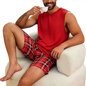 Men's Red Crew Neck Sleeveless Tank Top Floral Knitted Polyester/Cotton Breathable Vintage 200g Casual Summer Wear - Product Image 5
