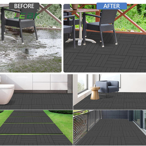Carrelage WPC imperméable à l'eau Revêtement de sol à emboîtement Carrelage de terrasse en bois Base en plastique <span class=keywords><strong>Parquet</strong></span> Decking Extérieur DIY Carreaux de sol 12 '* 12' - Product Image 2
