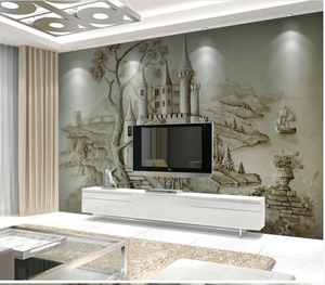 Murale murale en relief stéréo européen en or avec château en relief - Product Image 3