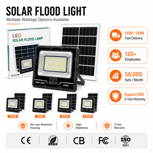 IP67 Waterproof Solar Flood Light Outdoor with Remote Control 100W 200W 300W 500W 1000W SKD LED High Power Solar Garden Lamp