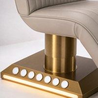 Table de soin électrique à 3 moteurs, design monobloc, colonne dorée brossée, base LED, personnalisable pour salon, spa, traitement facial, clinique