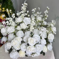 Composition florale en soie réaliste pour mariage, décoration de fond de fête, boule de fleurs artificielles blanches pour allée centrale