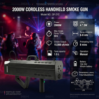 Pistolet à fumée sans fil professionnel 2000W, rechargeable, avec LED, machine à brouillard portable pour DJ, scène, fête, mariage, effets spéciaux