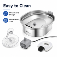 Fontaine à eau pour chat Pawsun Charge 3.2L en acier inoxydable, compatible lave-vaisselle, distributeur d'eau automatique pour animaux de compagnie, prévient l'acné