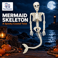 Décoration de squelette en plastique d'Halloween avec yeux lumineux, accessoire pliable en forme d'os humains pour la décoration intérieure et extérieure de maison hantée ou de fête