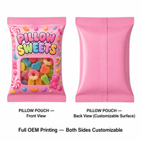 Bolsas de Mylar con Ventana Plana y Corte de Desgarre para Envasado de Alimentos, Dulces, Frutas, Chicles, Caramelos Duros y Bocadillos