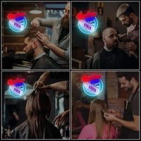 Enseigne néon LED murale pour salon de coiffure, éclairage néon lumineux, décoration pour salon de coiffure, enseignes néon personnalisées pour barbier