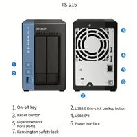 Nouveau serveur NAS QNAP TS-216-2G Quad-Core 2 GHz 2 Go de RAM 2 baies avec interface RJ45 en stock