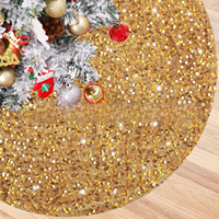 Nouvelle jupe de sapin de Noël transfrontalière, brodée de sequins, double couche en peluche, ronde, style européen, décoration de Noël