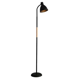 Lampada da terra in ferro con paralume a forma di campana industriale all'ingrosso lampada da terra da lettura in piedi con giunzione nera semplice