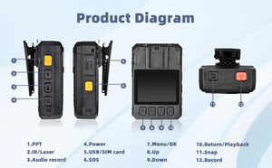 Kamera badan 1512P profesional, perekam portabel WIFI 120G GPS EIS 4G IP68 dengan lensa sudut lebar 5.8 derajat - Product Image 6