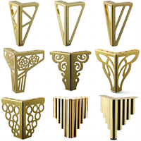 Accessoires de Quincaillerie Pieds de Meuble Dorés en Laiton Poli pour Armoire, Canapé, Lit et Support (Motif Fleur)