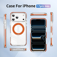 Étui magnétique transparent tendance compatible avec iPhone 18 Pro Max, support métallique 360°, coque de chargement sans fil avec airbag
