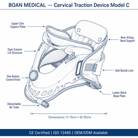 VCORE Dispositif de traction cervicale anti-étranglement, attelle de cou gonflable réglable, valve à dégagement rapide, matériau plastique, certifié CE