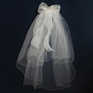 Eleganter Hochzeits schleier Handgemachter langer Schleier mit Perlen Kopfschmuck Braut schleier Beliebtes Weiß