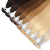 Alibaba al por menor virgen extensiones europeas 22 pulgadas Cheveux ruso Keratin Bonds Real Remy punta plana extensiones de cabello humano