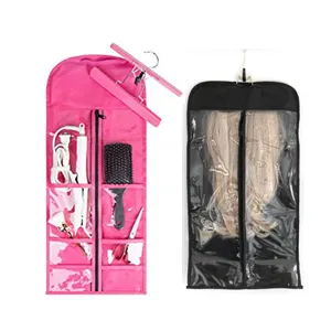 customized hair packing bag and wooden hanger with logo printing hair packing wig bag