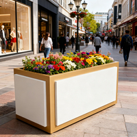 Planter Pabrik untuk Lanskap & Taman, Galvanis Modern, Tahan Lama, dengan Wadah Dalam yang Dapat Dilepas, Kotak Penanam Bunga Luar Ruangan