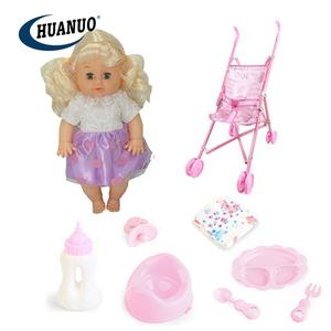 Lovely Baby Doll Stroller Toy,15 pulgadas Baby Toy Realista Drinking Dolls Set <span class=keywords><strong>Reborn</strong></span> Baby Dolls Girls con <span class=keywords><strong>carrito</strong></span> - Product Image 1