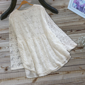 Nouvelle collection printemps, hauts deux pièces pour femmes, style <span class=keywords><strong>littéraire</strong></span> japonais, Mori Girl, broderie, ample, col en V, manches longues, chemises en coton pour femmes, OL - Product Image 2