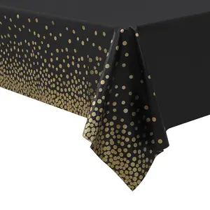 Spot Black Bottom Silver Tablecloth Party Tablecloth Waterproof Anti Oil Black Gold Tablecloth Factory for Home
