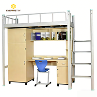 Lit superposé en métal pour dortoir scolaire moderne avec bureau et armoire, garantie 5 ans, forte capacité de charge