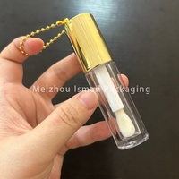 ISMAN Luxe 6ml Tube de brillant à lèvres rond doré rose avec applicateur grand pinceau, conteneur vide porte-clés, Prix usine, Meilleure vente en gros professionnelle