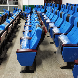 เก้าอี้หอประชุมมานวาเอ็กซ์โป สีฟ้า พร้อมโต๊ะเขียนหนังสือ สำหรับห้องบรรยายและห้องประชุมแบบแถว - Product Image 1
