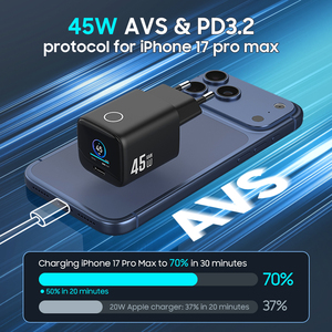 <span class=keywords><strong>Chargeur</strong></span> rapide ultra-compact 45W avec écran TFT, type C, design compact, <span class=keywords><strong>chargeur</strong></span> rapide GaN pour appareils universels - Product Image 4