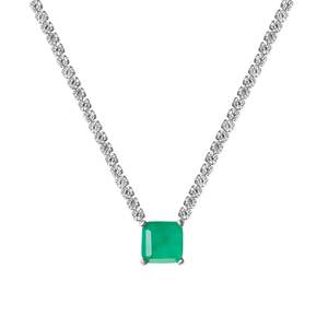 MECYLIFE <span class=keywords><strong>Collana</strong></span> <span class=keywords><strong>Tennis</strong></span> Retrò in Acciaio Inossidabile con Ciondolo a <span class=keywords><strong>Cuore</strong></span> Smeraldo <span class=keywords><strong>Verde</strong></span> e Cristalli Bianchi in Zirconia Cubica da Donna - Product Image 6