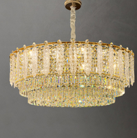 Lustres suspendus ronds en or avec design plume, style moderne et luxueux pour restaurant, salon, luminaires en cristal K9 pour table à manger